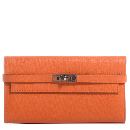 Hermes Chevre Mysore Kelly Longue Wallet Orange 1 of 9
