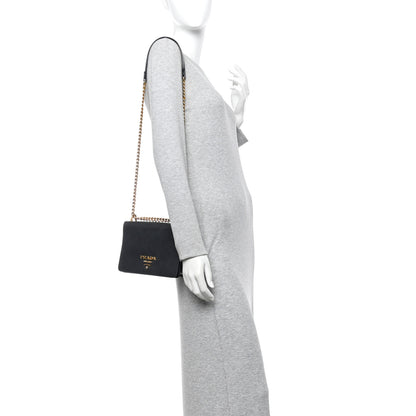 Prada Saffiano Chain Shoulder Bag Black 2 of 15