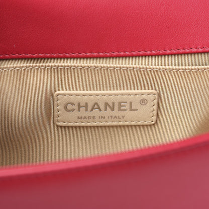 Chanel Lambskin Chevron Quilted Small Boy Flap Dark Pink 7 of 9