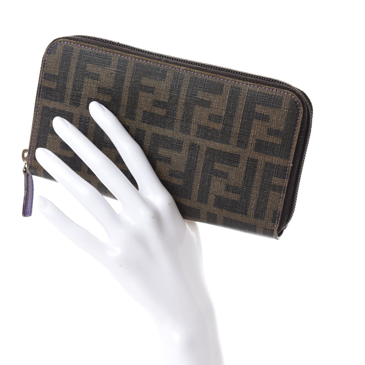 Zucca Spalmati Vitello Elite Zip Around Wallet Tobacco Viola