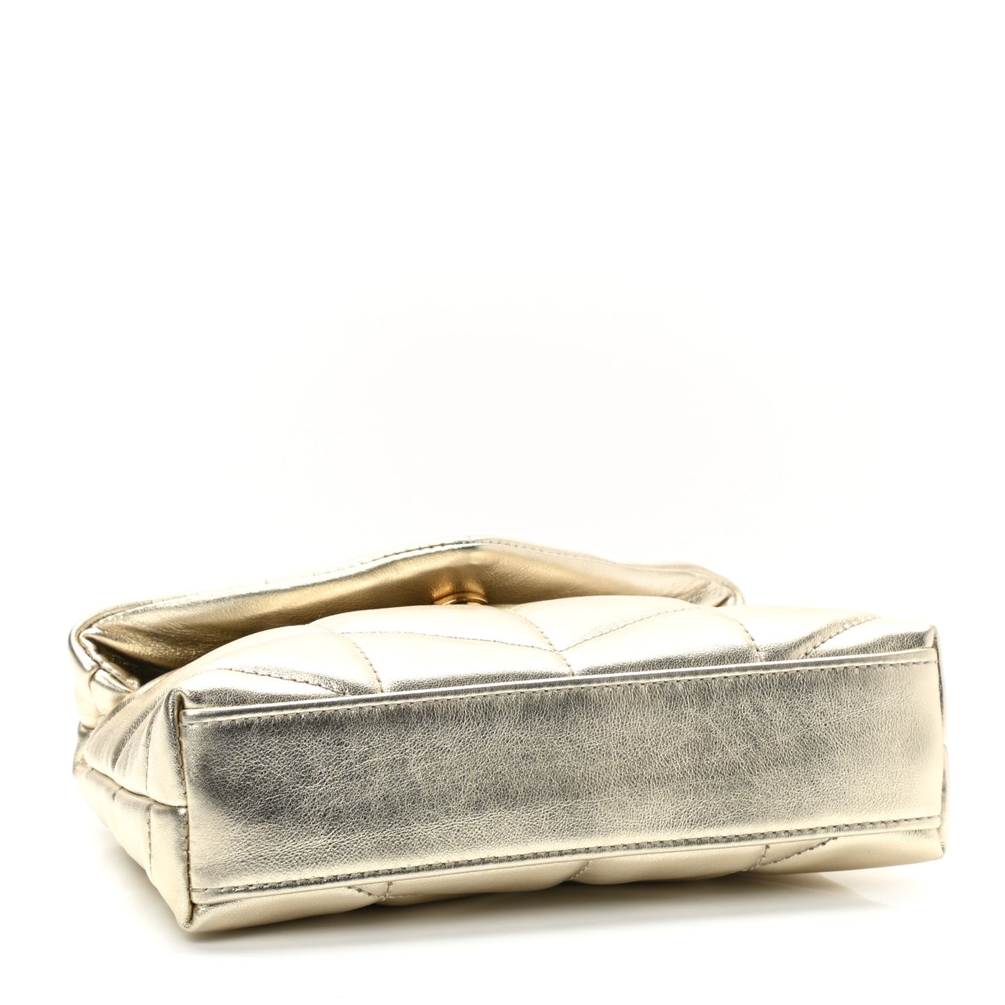 Metallic Lambskin Monogram Loulou Puffer Pouch Clutch Gold