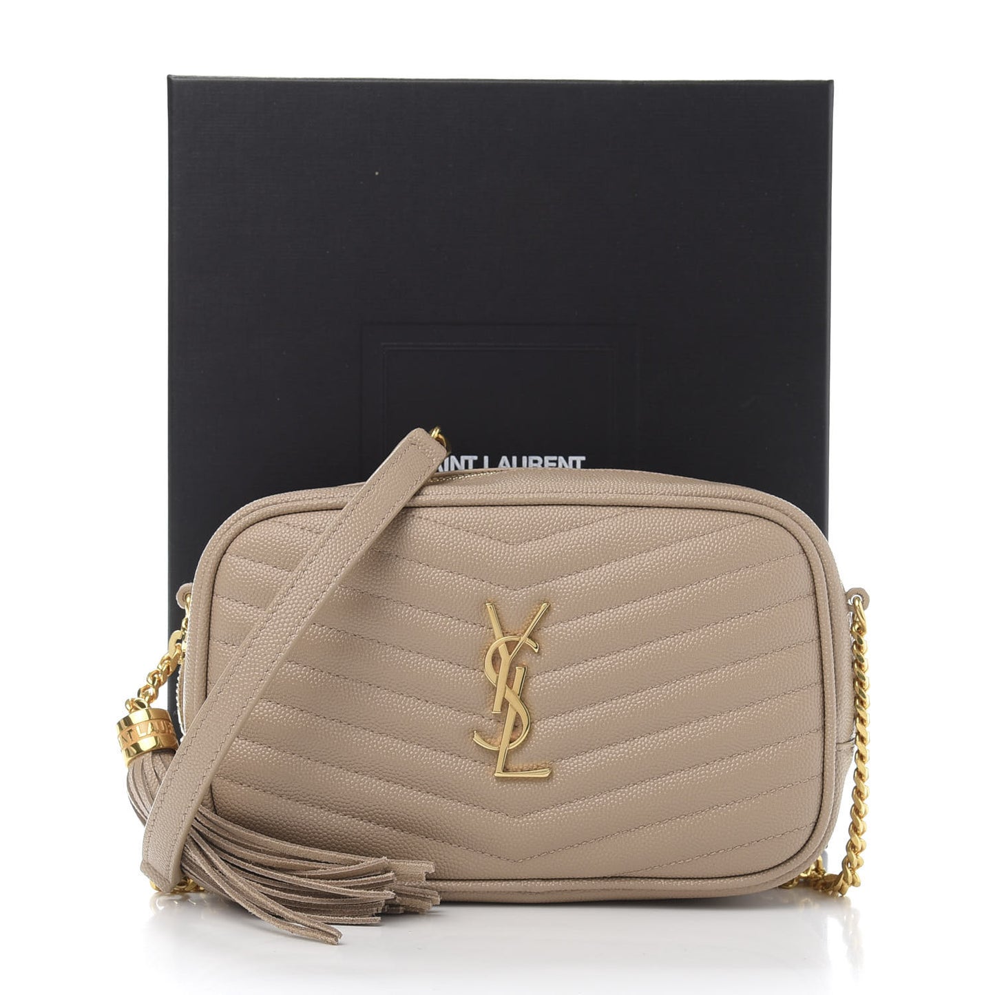 Grain De Poudre Matelasse Monogram Mini Lou Camera Bag Dark Beige