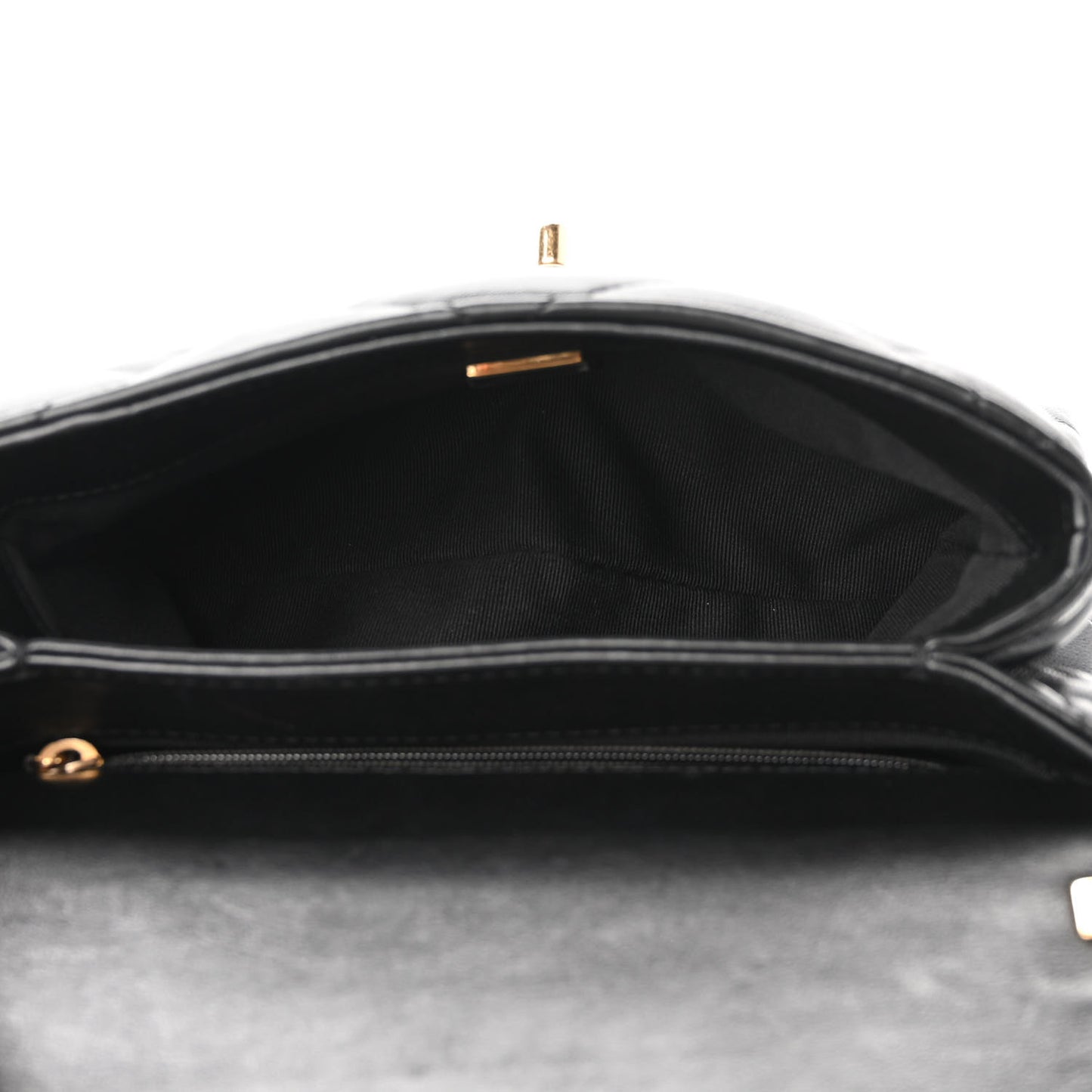 Lambskin Quilted Small Chain Top Handle Flap Black