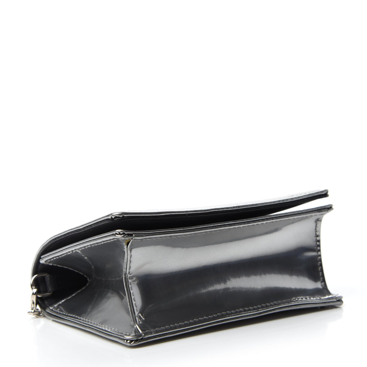 Metallic Patent Micro-Cannage Baby Diorama Flap Bag Silver