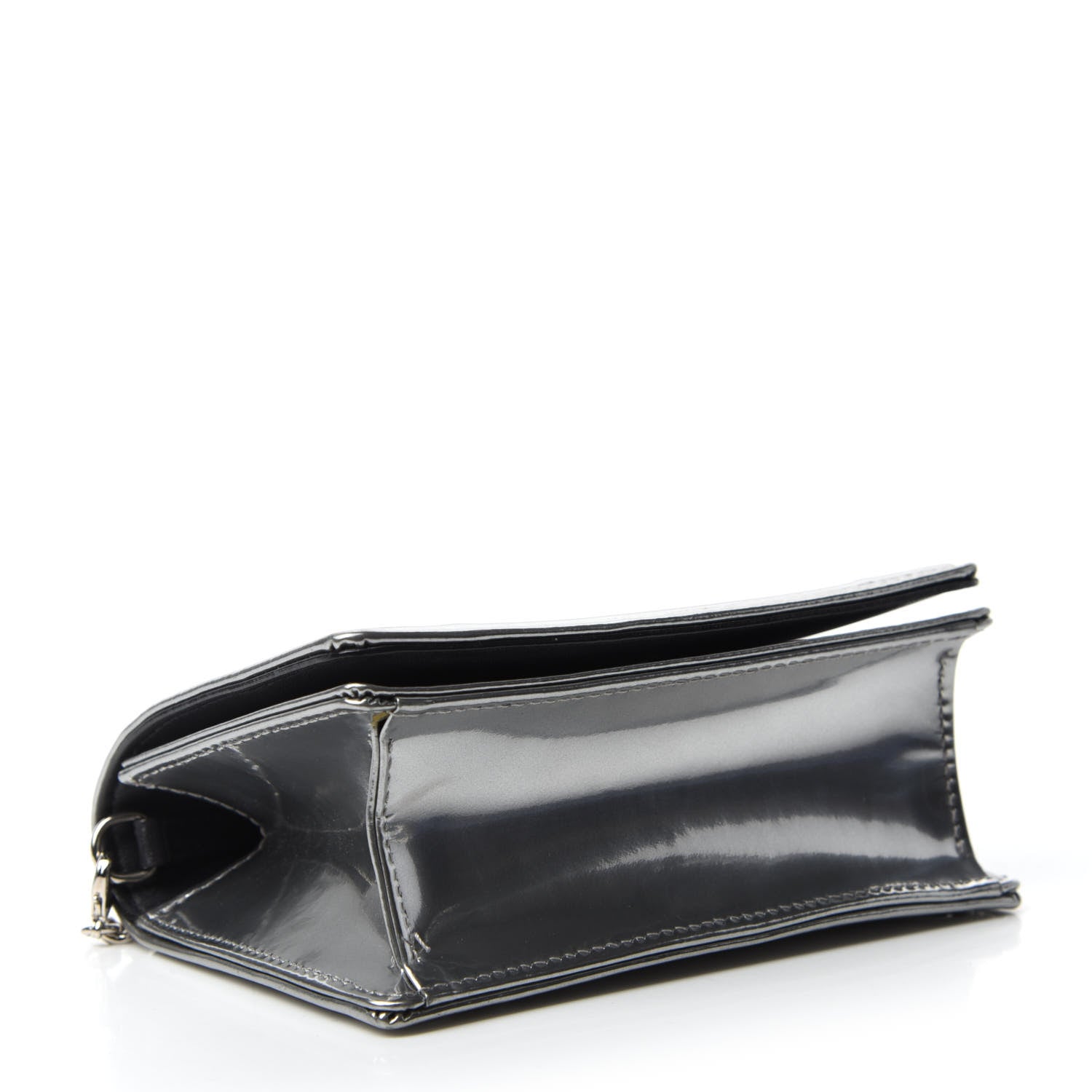 Christian Dior Metallic Patent Micro-Cannage Baby Diorama Flap Bag Silver 4 of 11