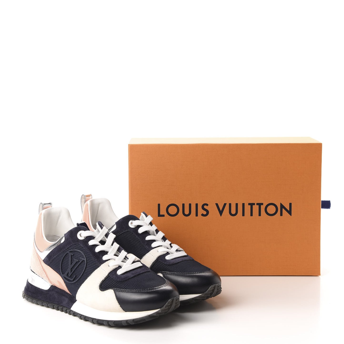Suede Calfskin Run Away Sneakers 36 Blue Pink White