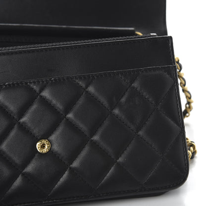 Chanel Lambskin Quilted Boy Wallet On Chain WOC Black 9 of 12