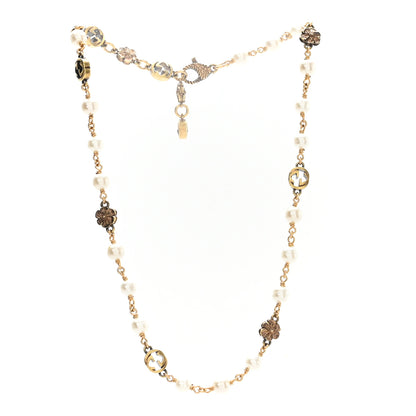 Gucci Metal Pearl Interlocking G Flower Necklace Gold 3 of 5