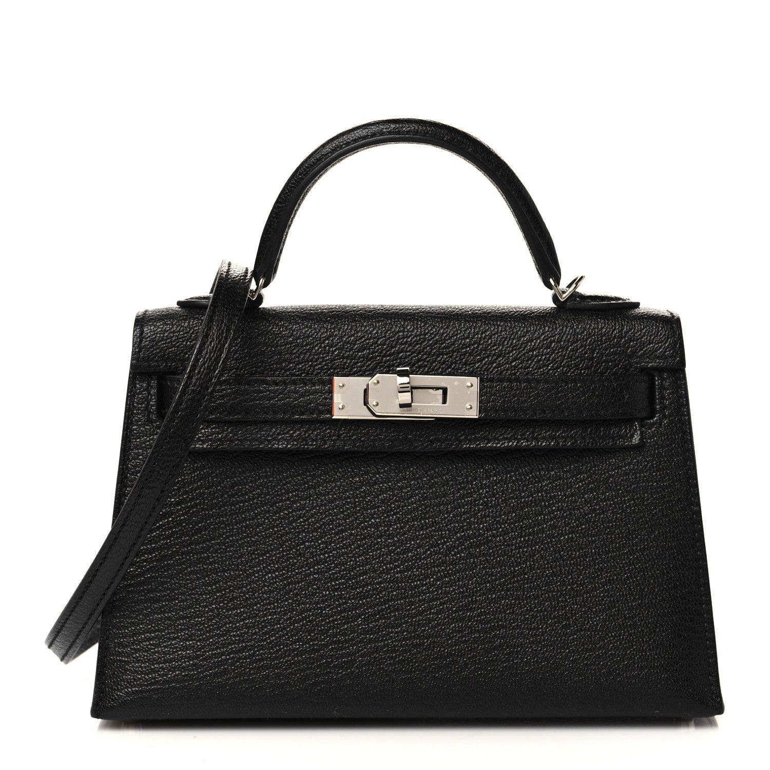 Hermes Chevre Mysore Horseshoe Mini Kelly Sellier 20 Black Vert Fonce 1 of 9