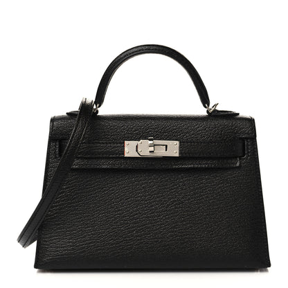 Hermes Chevre Mysore Horseshoe Mini Kelly Sellier 20 Black Vert Fonce 1 of 9