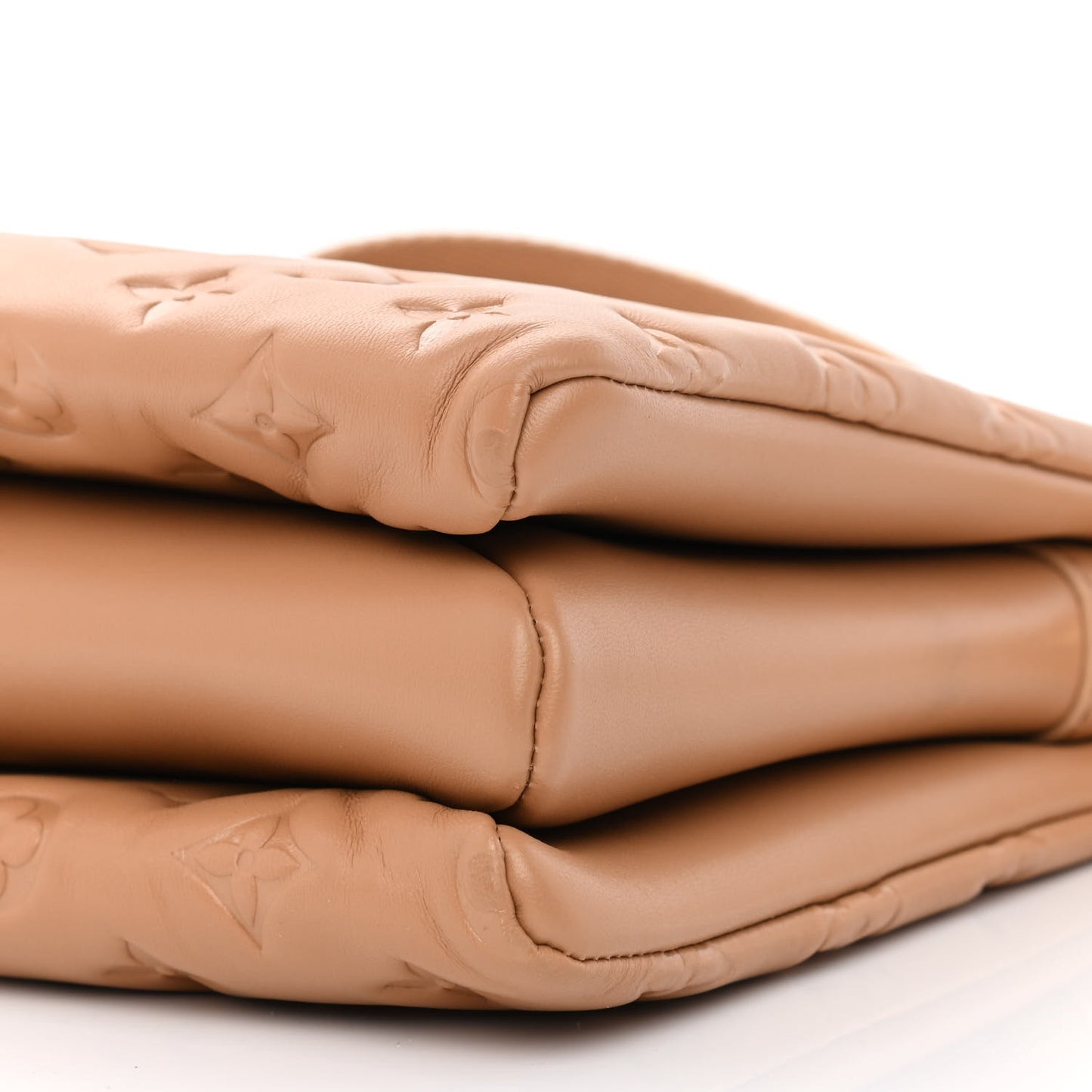 Lambskin Embossed Monogram Coussin PM Camel