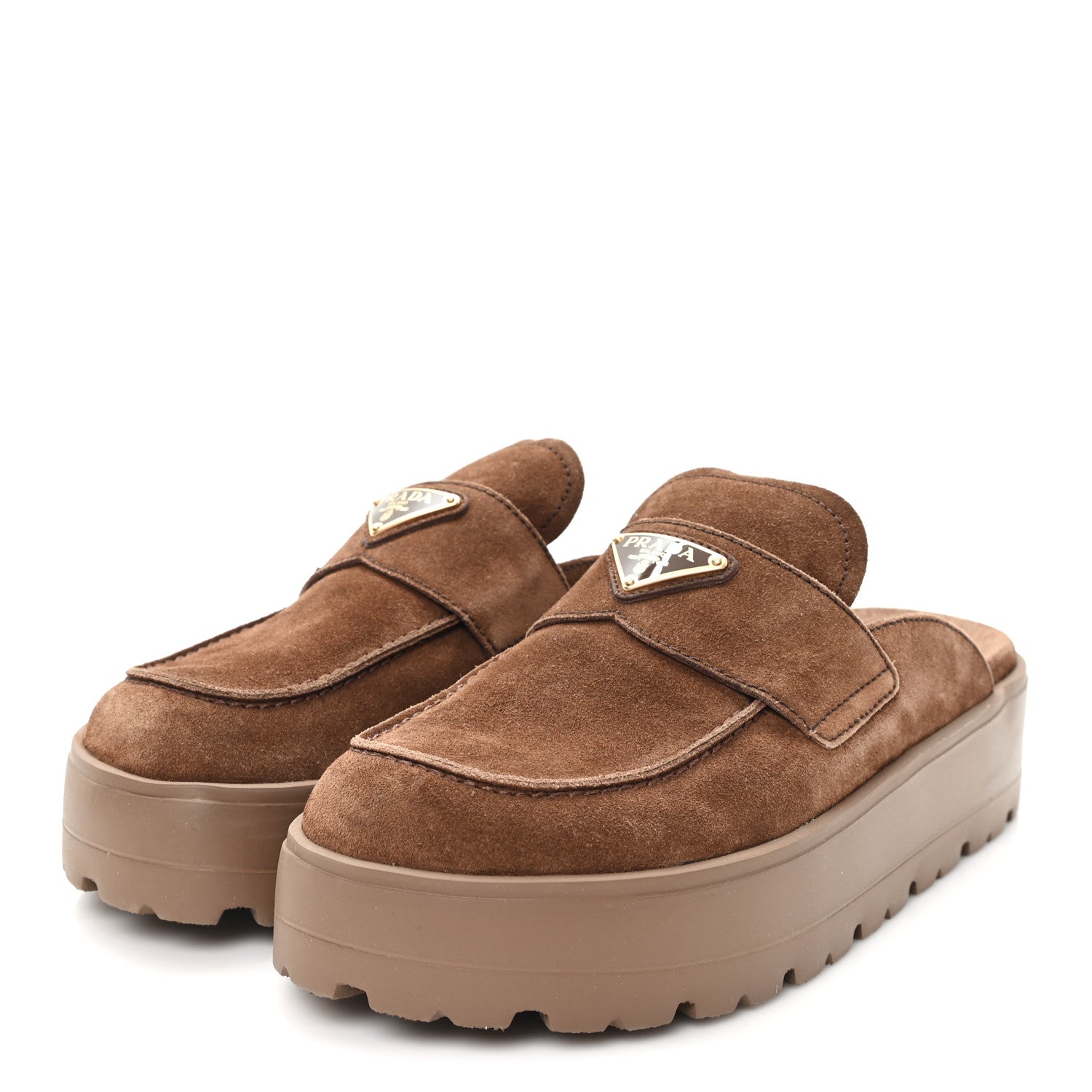 Prada Suede Scamosciato Flatform Mules 39 Cacao 4 of 9