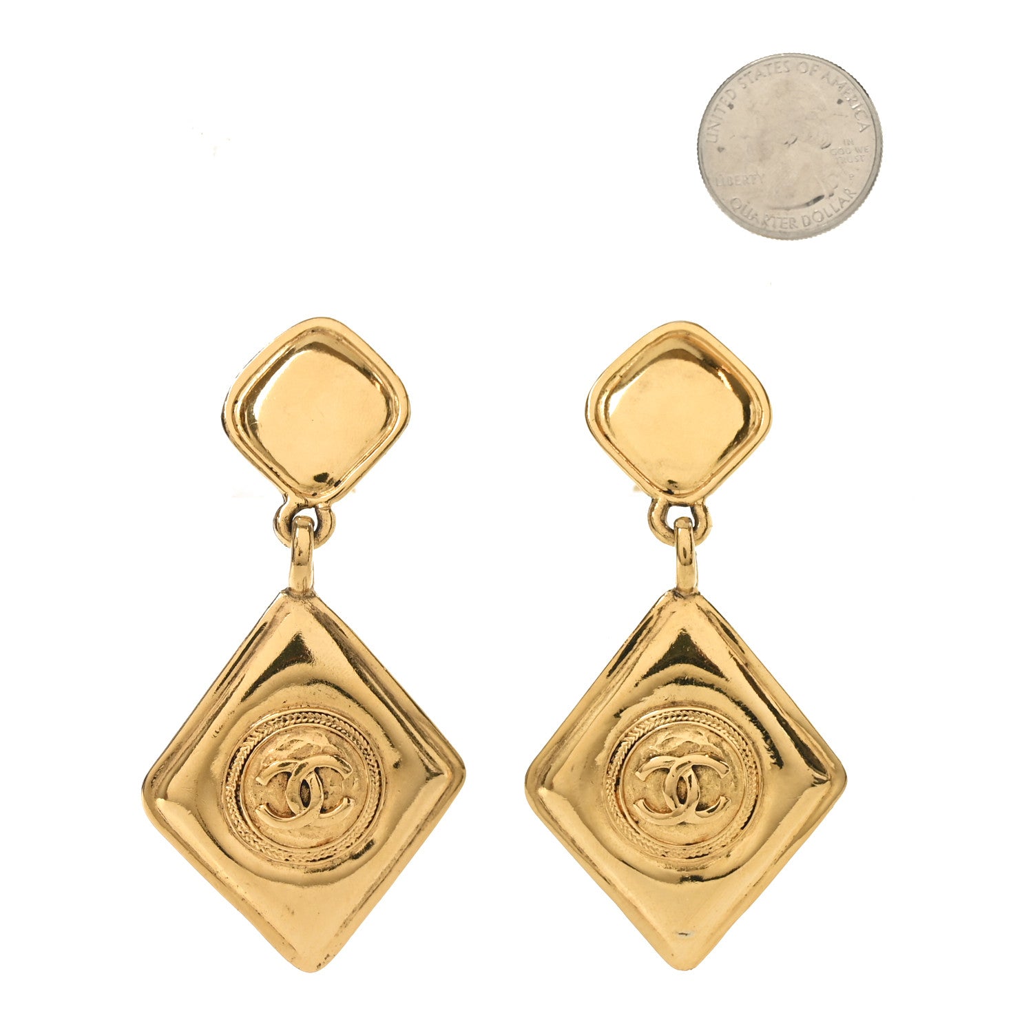 Chanel CC Drop Clip On Earrings Gold 2 of 4