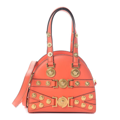 Versace Calfskin Small Medallion Tribute Bowling Bag Orange 1 of 9
