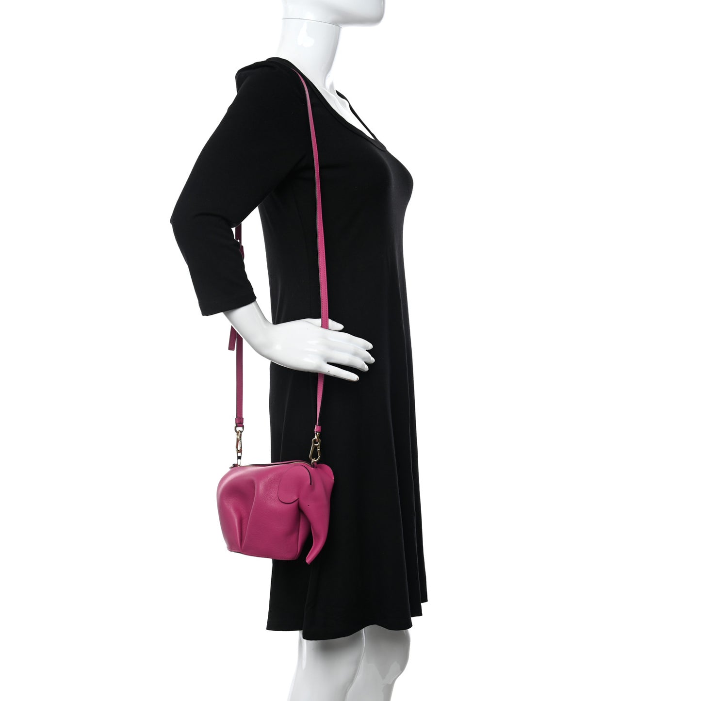 Calfskin Mini Elephant Crossbody Bag Fuchsia