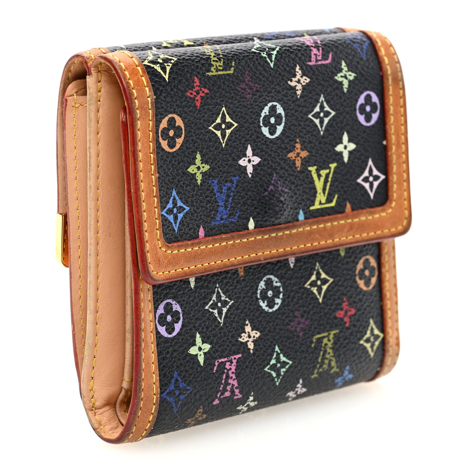 Louis Vuitton Monogram Multicolor Porte-Monnaie Billets Wallet Black 3 of 8
