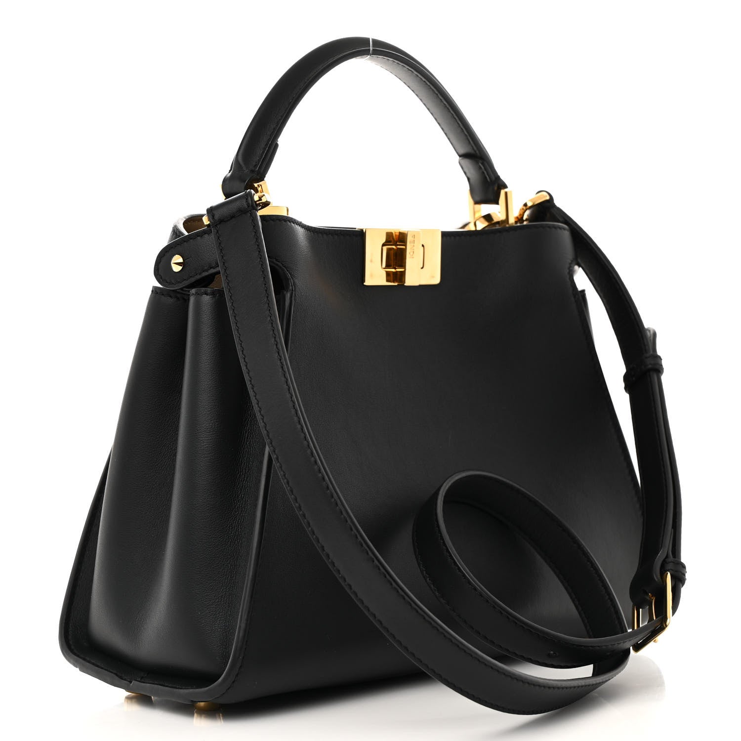 Fendi Vitello Tahiti Burro Medium Peekaboo Iconic Essentially Satchel Black Corda 3 of 14