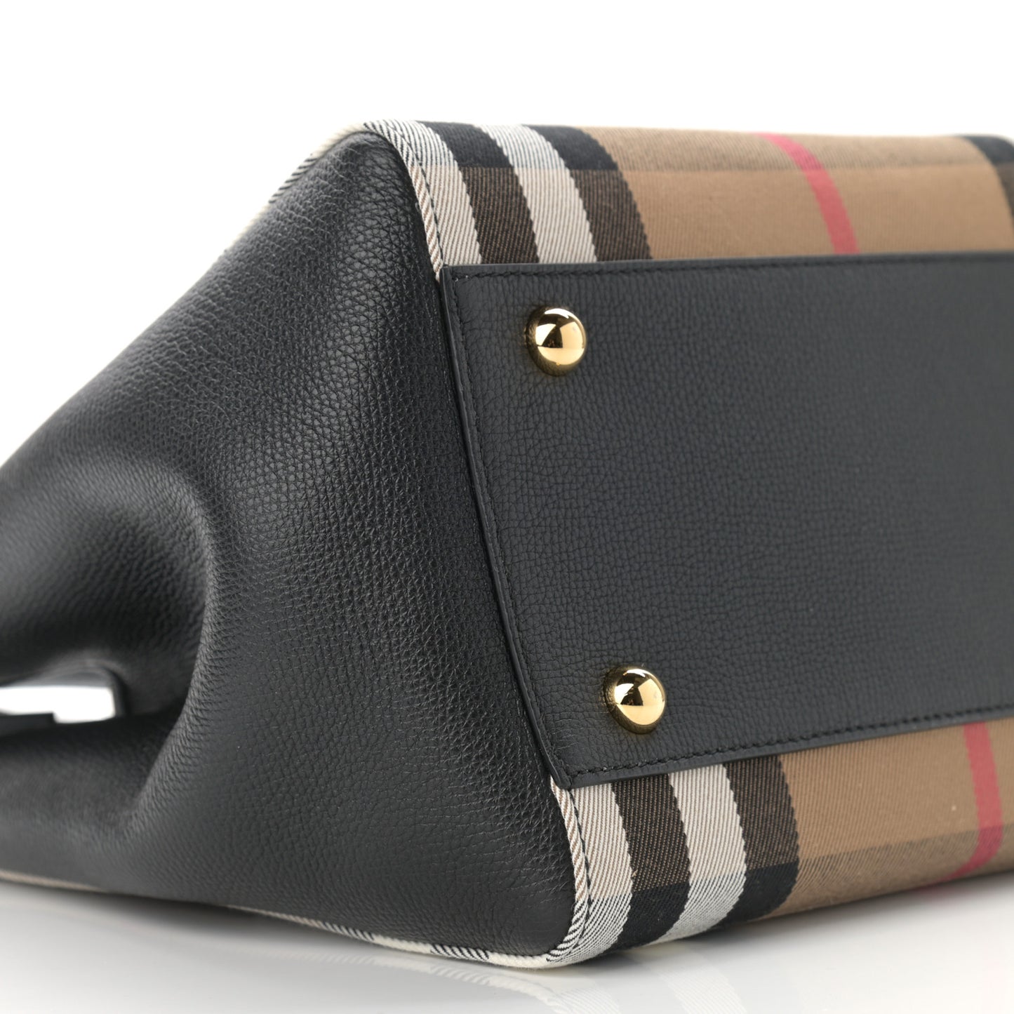 Grainy Calfskin House Check Small Canterbury Tote Black