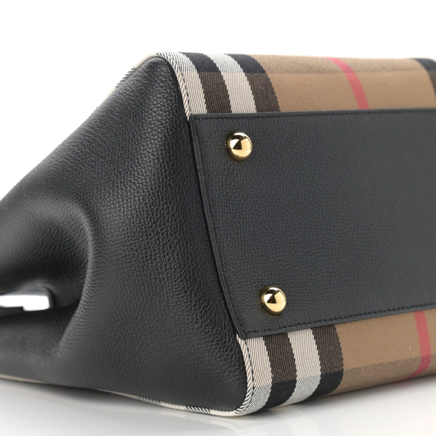 Burberry Grainy Calfskin House Check Small Canterbury Tote Black 9 of 10