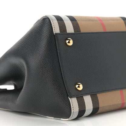 Burberry Grainy Calfskin House Check Small Canterbury Tote Black 9 of 10