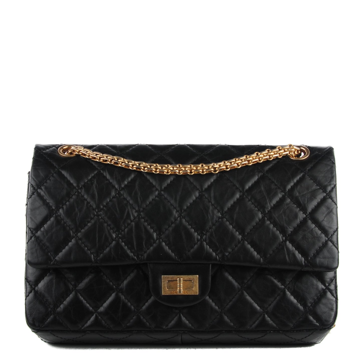 Aged Calfskin Quilted 2.55 Reissue 226 Flap Black