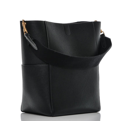 Celine Grained Calfskin Sangle Bucket Bag Black 3 of 6