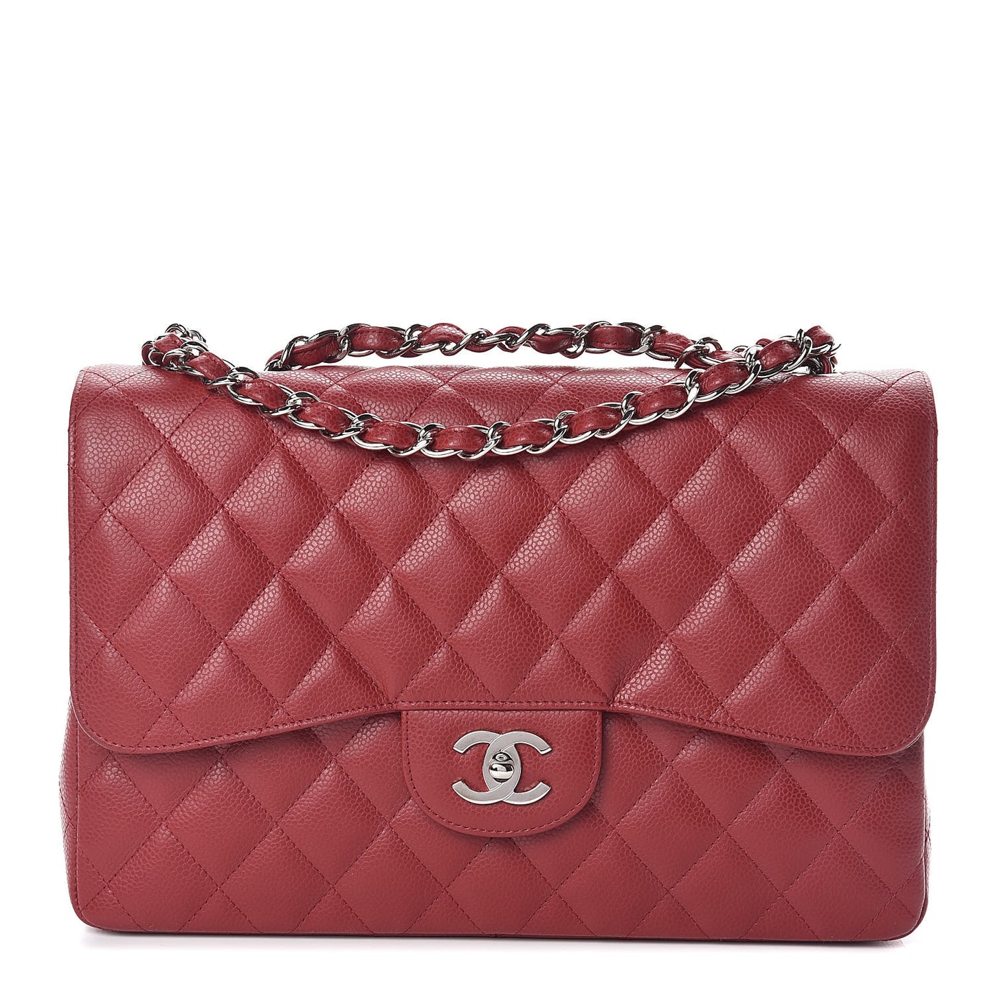 Caviar Quilted Jumbo Single Flap Red