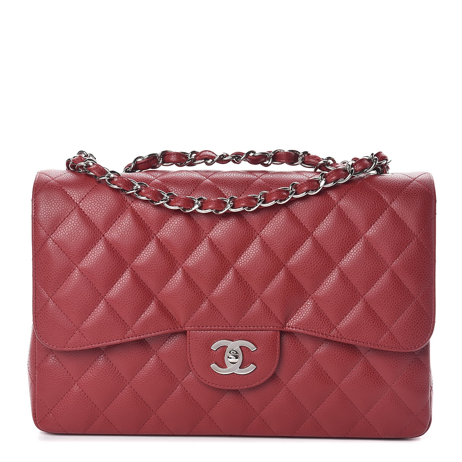 Chanel Caviar Quilted Jumbo Single Flap Red 1 of 11