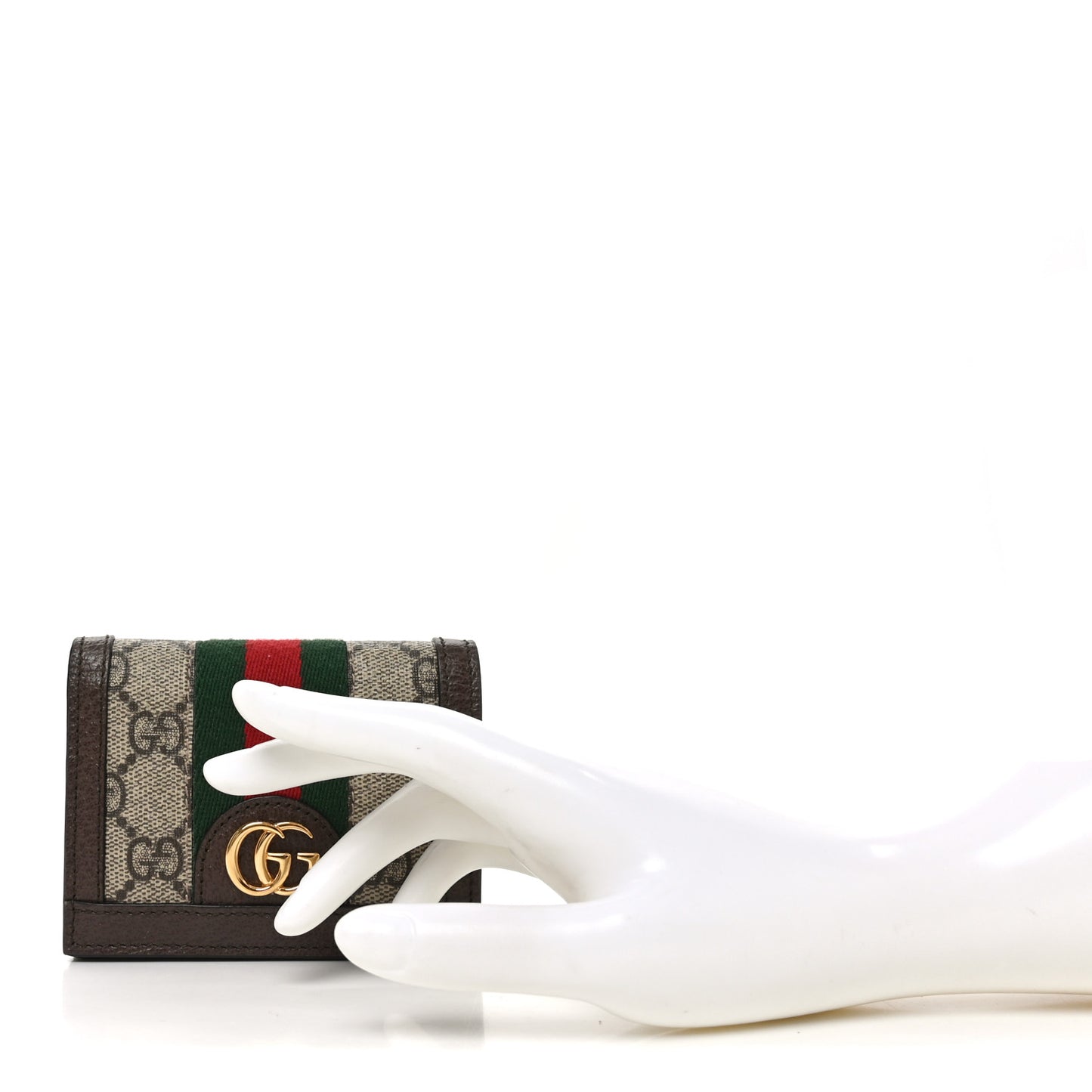 GG Supreme Monogram Web Ophidia Card Case Beige New Acero