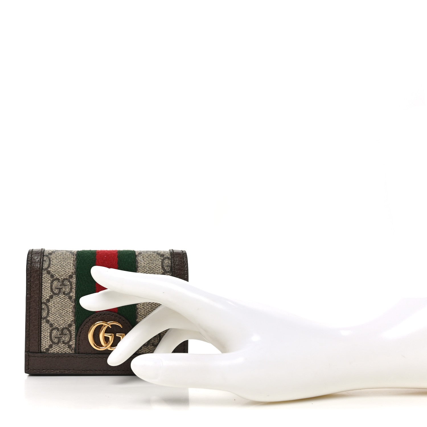 Gucci GG Supreme Monogram Web Ophidia Card Case Beige New Acero 2 of 7