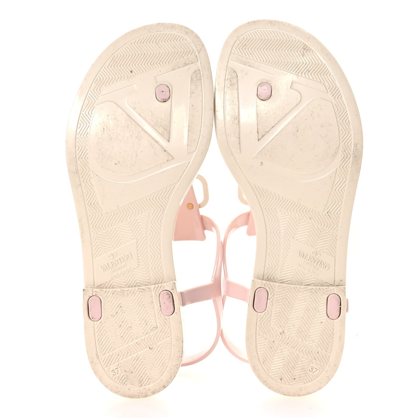 PVC Vlogo Flat Thong Sandals 37 Rose Quartz Light Ivory