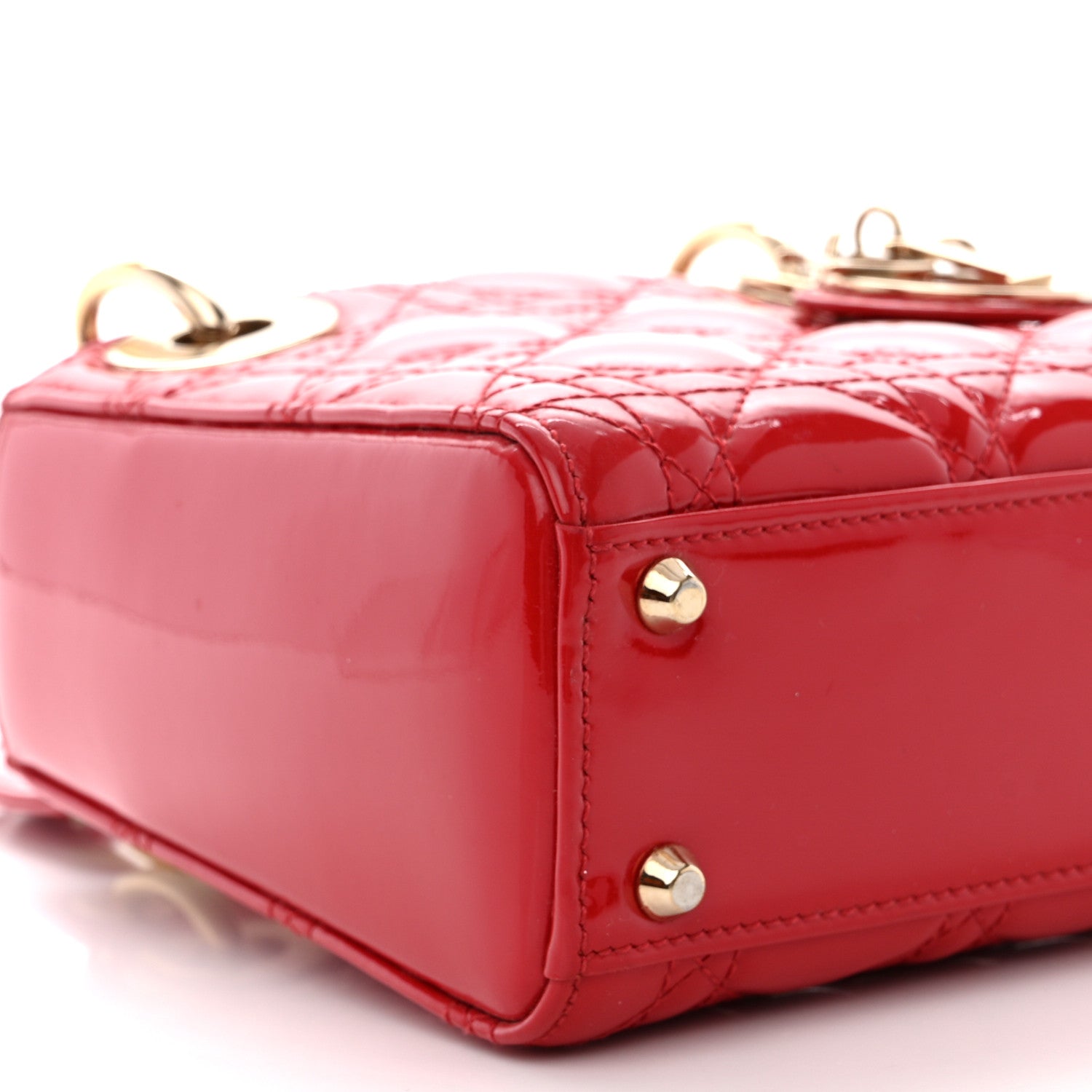 Christian Dior Patent Cannage Mini Lady Dior Red 9 of 13