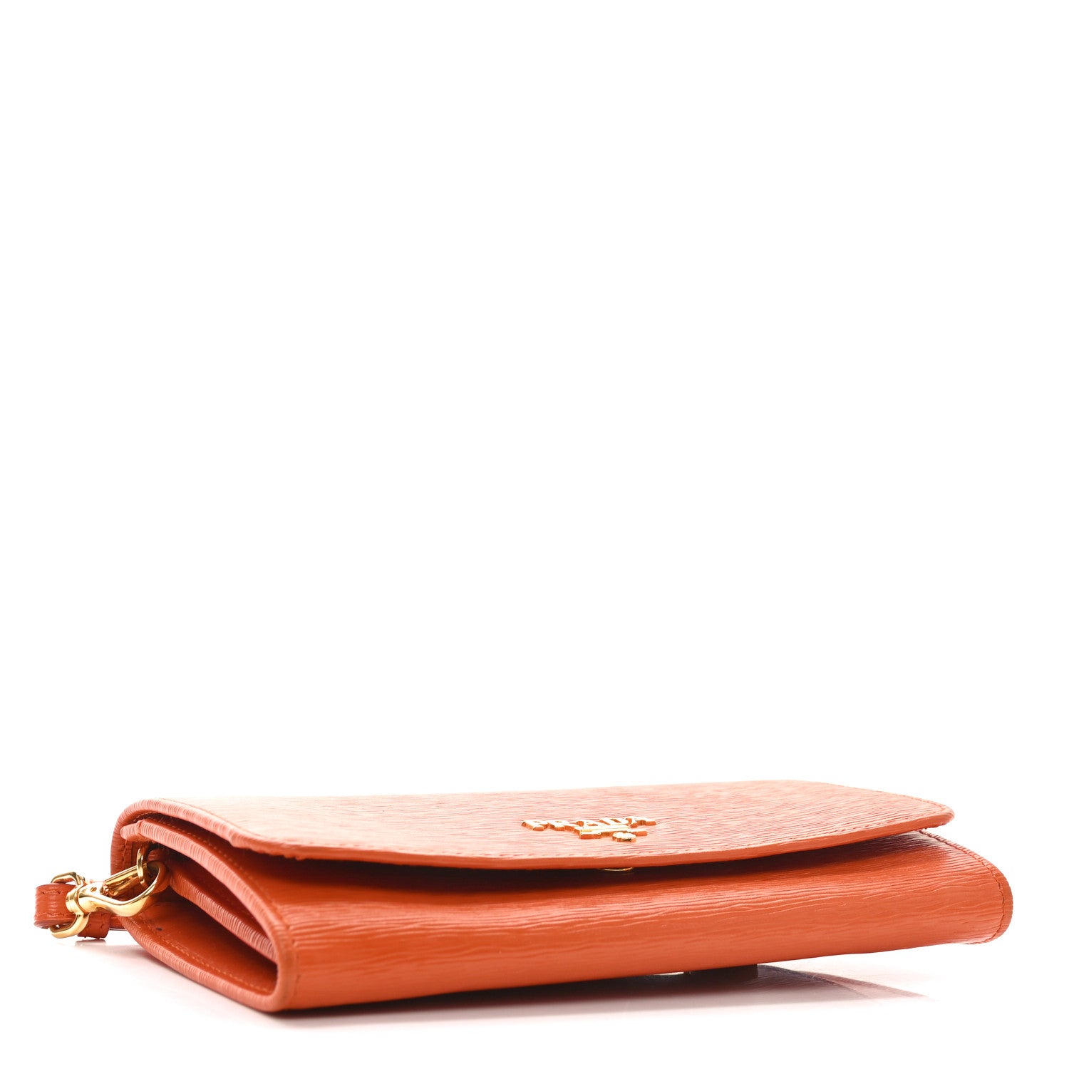Prada Saffiano Metal Wristlet Wallet Papaya 4 of 7