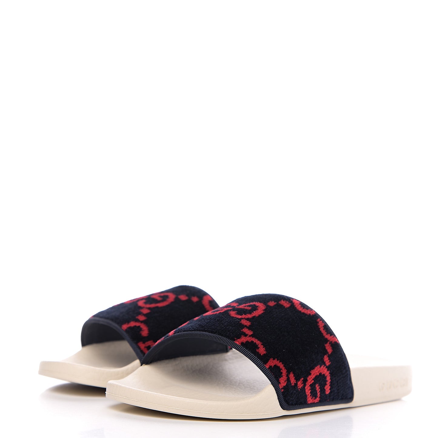 Terry Cloth GG Monogram Slide Sandals 36 Blue Red