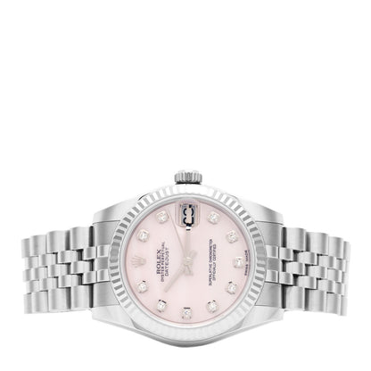 Rolex Stainless Steel 18K White Gold Diamond Pink Mother of Pearl 31mm Oyster Perpetual Datejust Watch 178274 2 of 5
