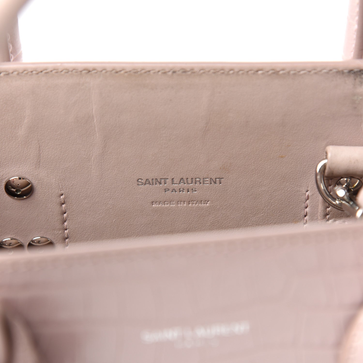 Saint Laurent Calfskin Crocodile Embossed Baby Sac De Jour Rose Antic 6 of 9