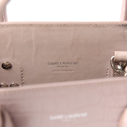 Saint Laurent Calfskin Crocodile Embossed Baby Sac De Jour Rose Antic 6 of 9