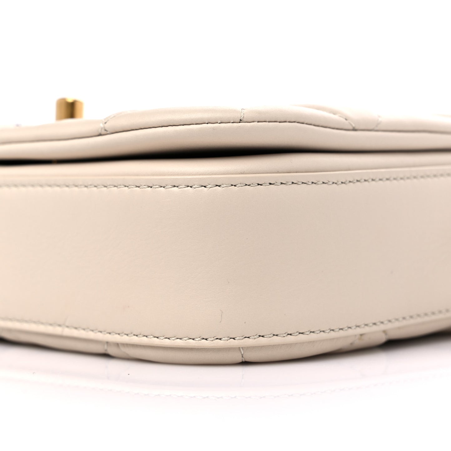 Calfskin Quilted Mini Nailed CC Flap Bag Beige