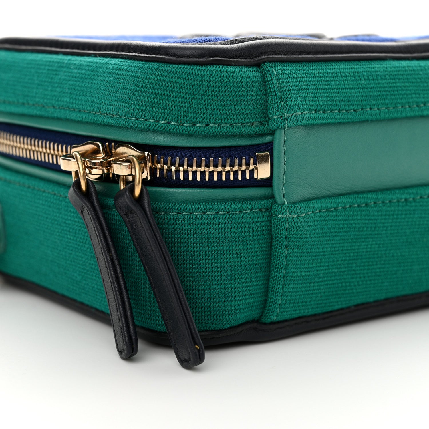 Chanel Jersey Quilted Small CC Filigree Vanity Case Blue Green 9 of 10