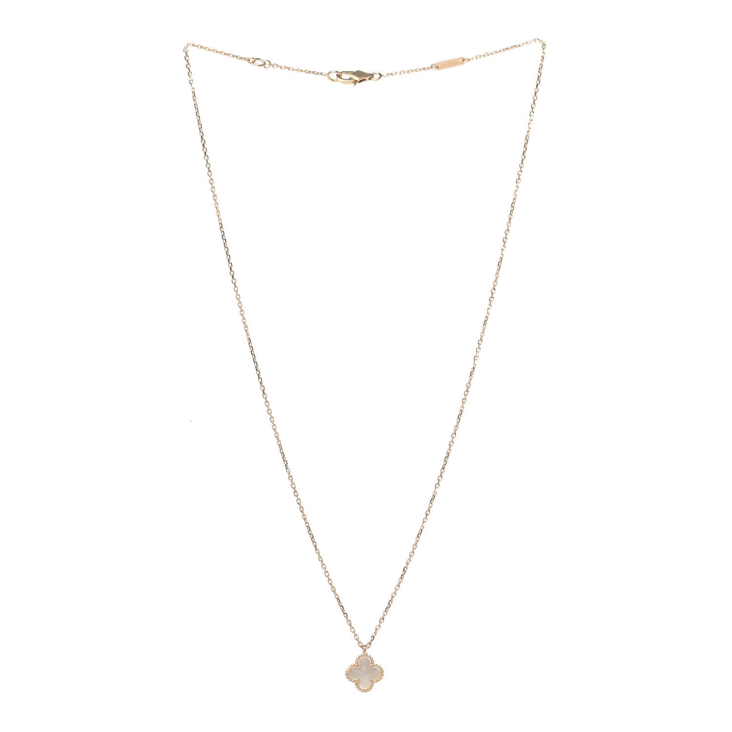 Van Cleef & Arpels 18K Yellow Gold Mother of Pearl Sweet Alhambra Pendant Necklace 3 of 6
