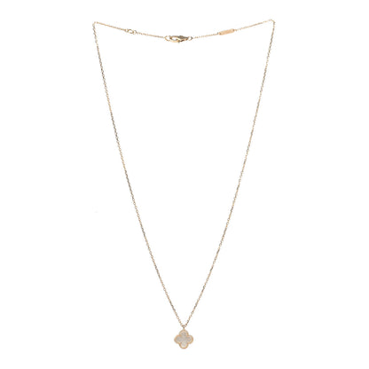 Van Cleef & Arpels 18K Yellow Gold Mother of Pearl Sweet Alhambra Pendant Necklace 3 of 6