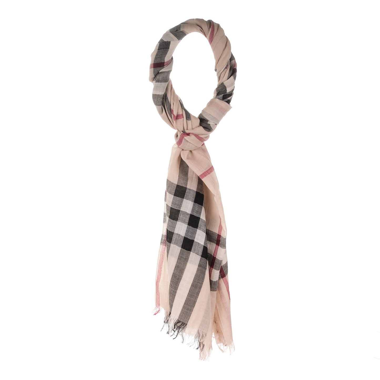 Wool Silk Gauze Giant Check Scarf Trench