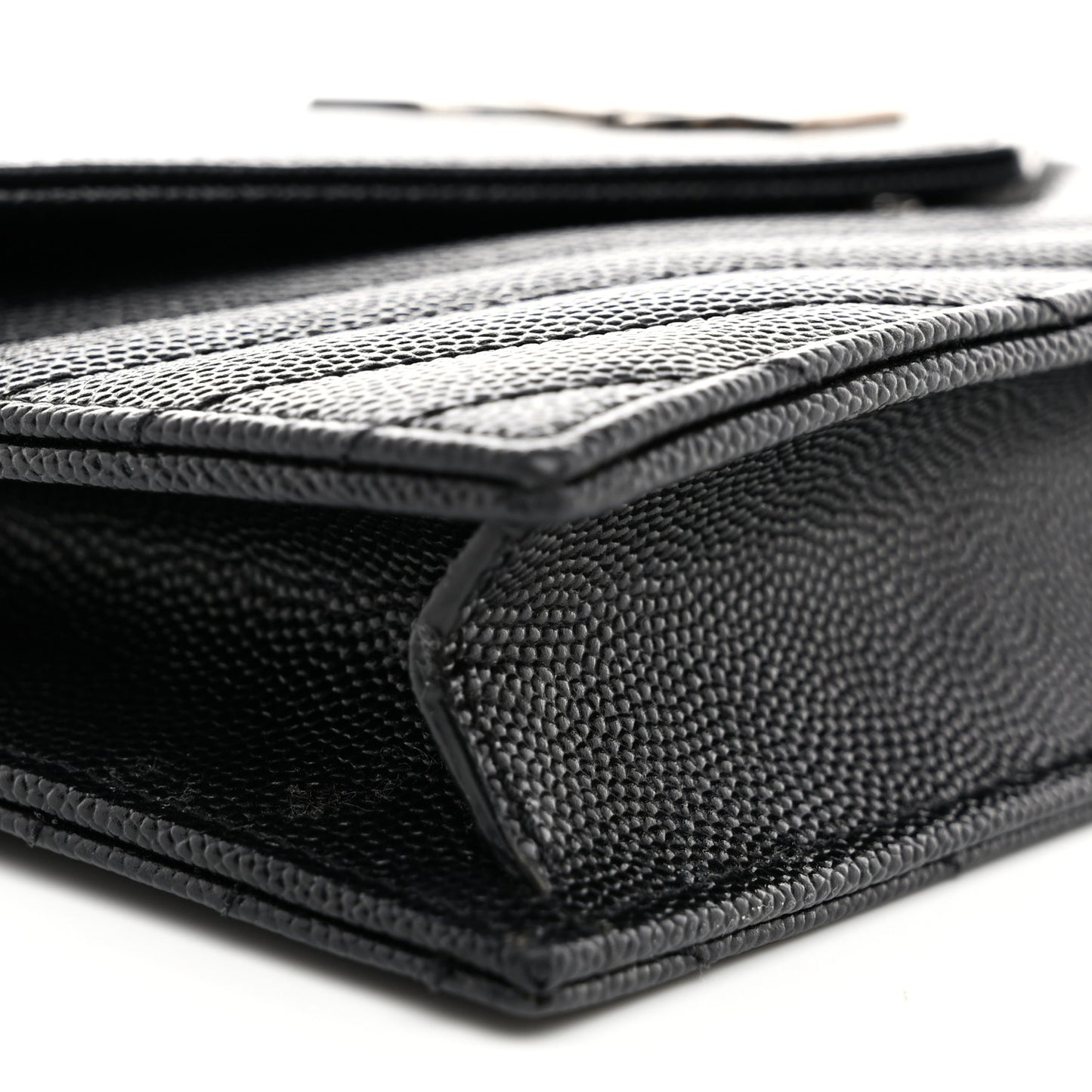 Grain De Poudre Matelasse Chevron Monogram Envelope Chain Wallet Black