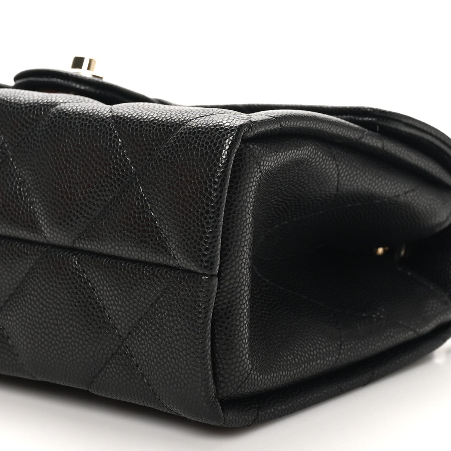 Chanel Caviar Quilted Retro Mini Twist Top Handle Clutch Flap Black 10 of 11