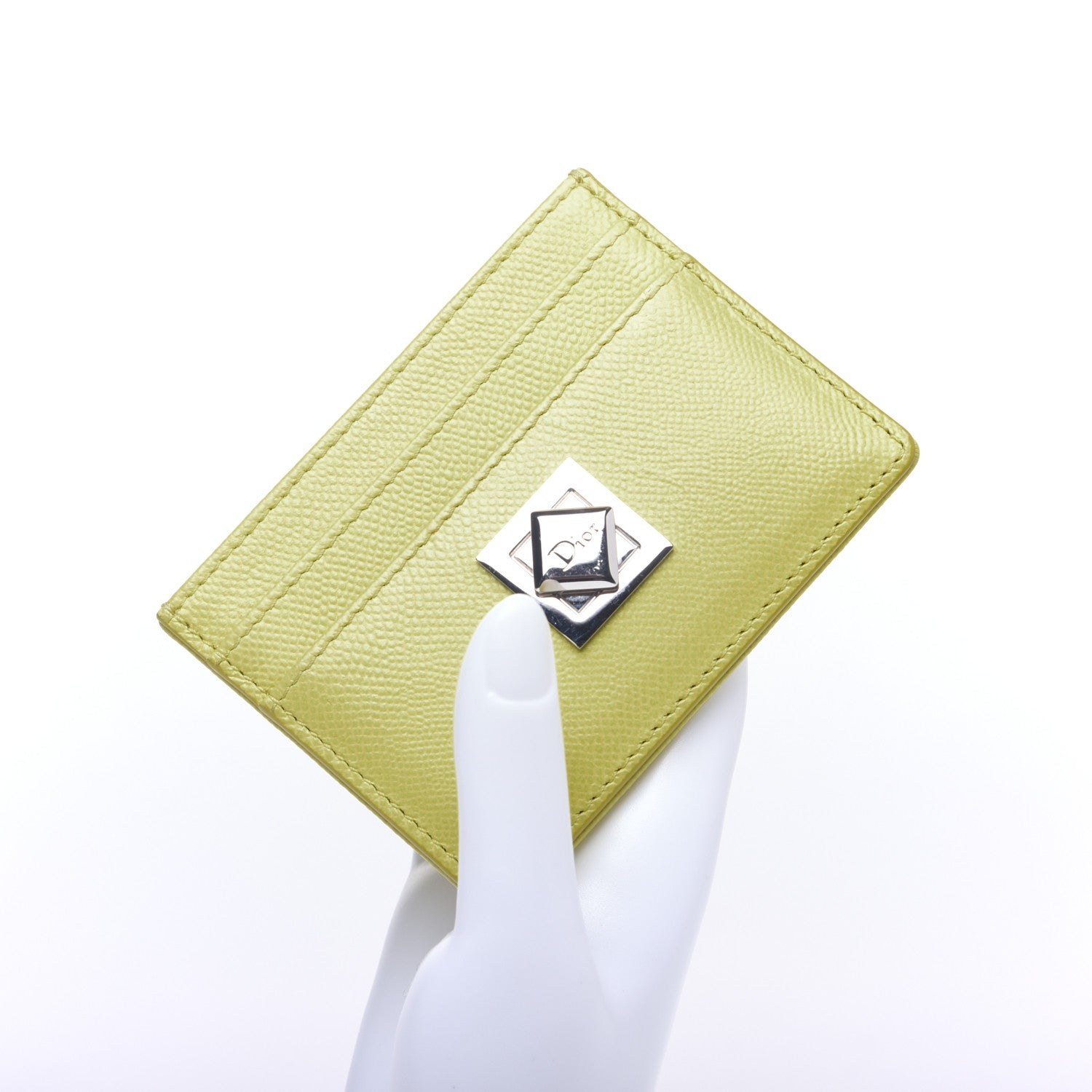 Christian Dior Grained Calfskin Turn Me Card Holder Yellow 2 of 8
