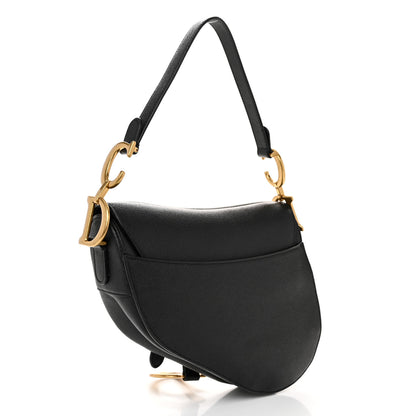 Christian Dior Grained Calfskin Saddle Bag Black 3 of 11