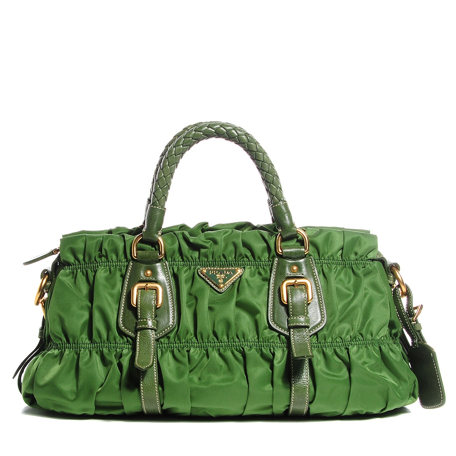 Prada Tessuto Nylon Gaufre Shopping Satchel Green 1 of 8