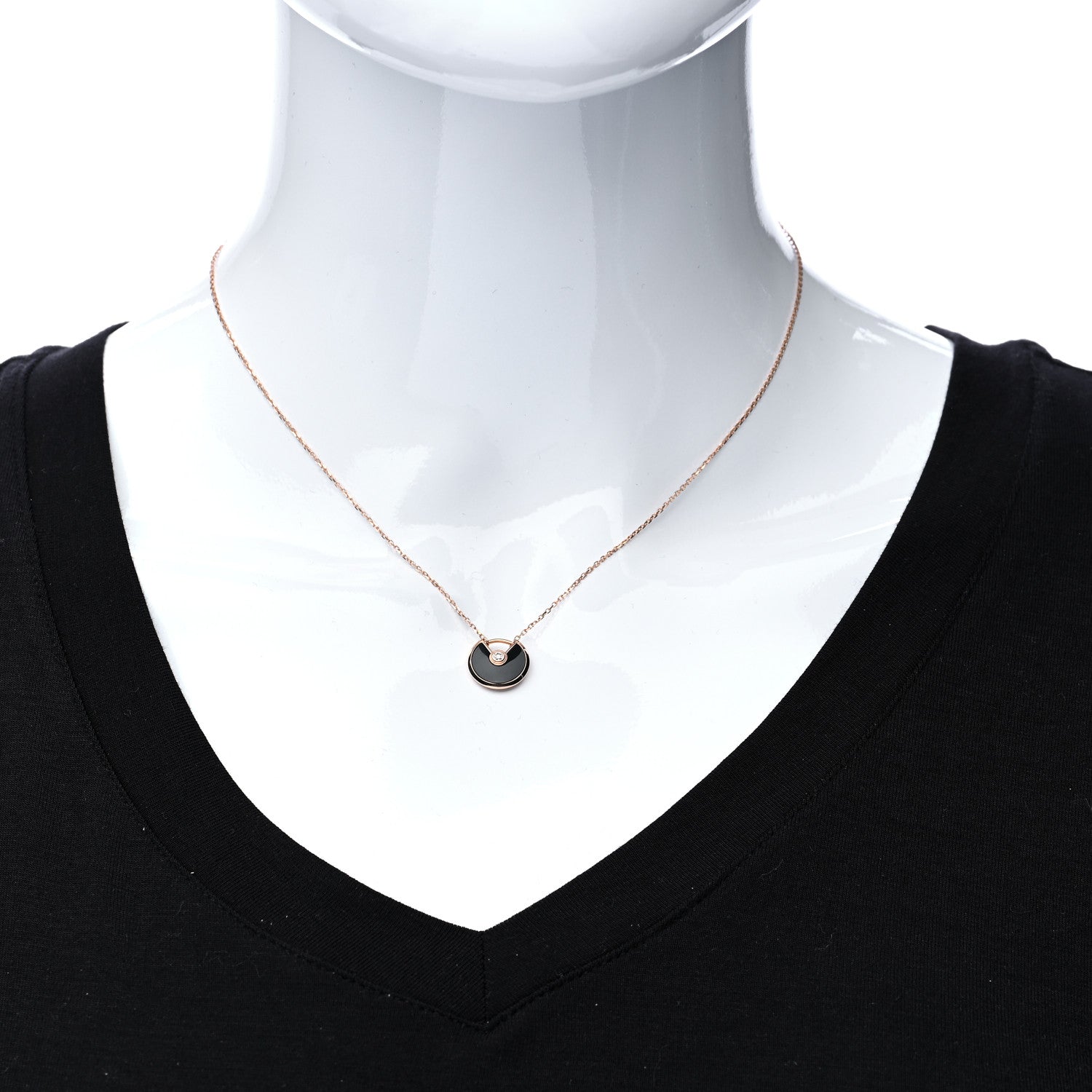 Cartier 18K Pink Gold Diamond Black Onyx XS Amulette de Cartier Pendant Necklace 2 of 5