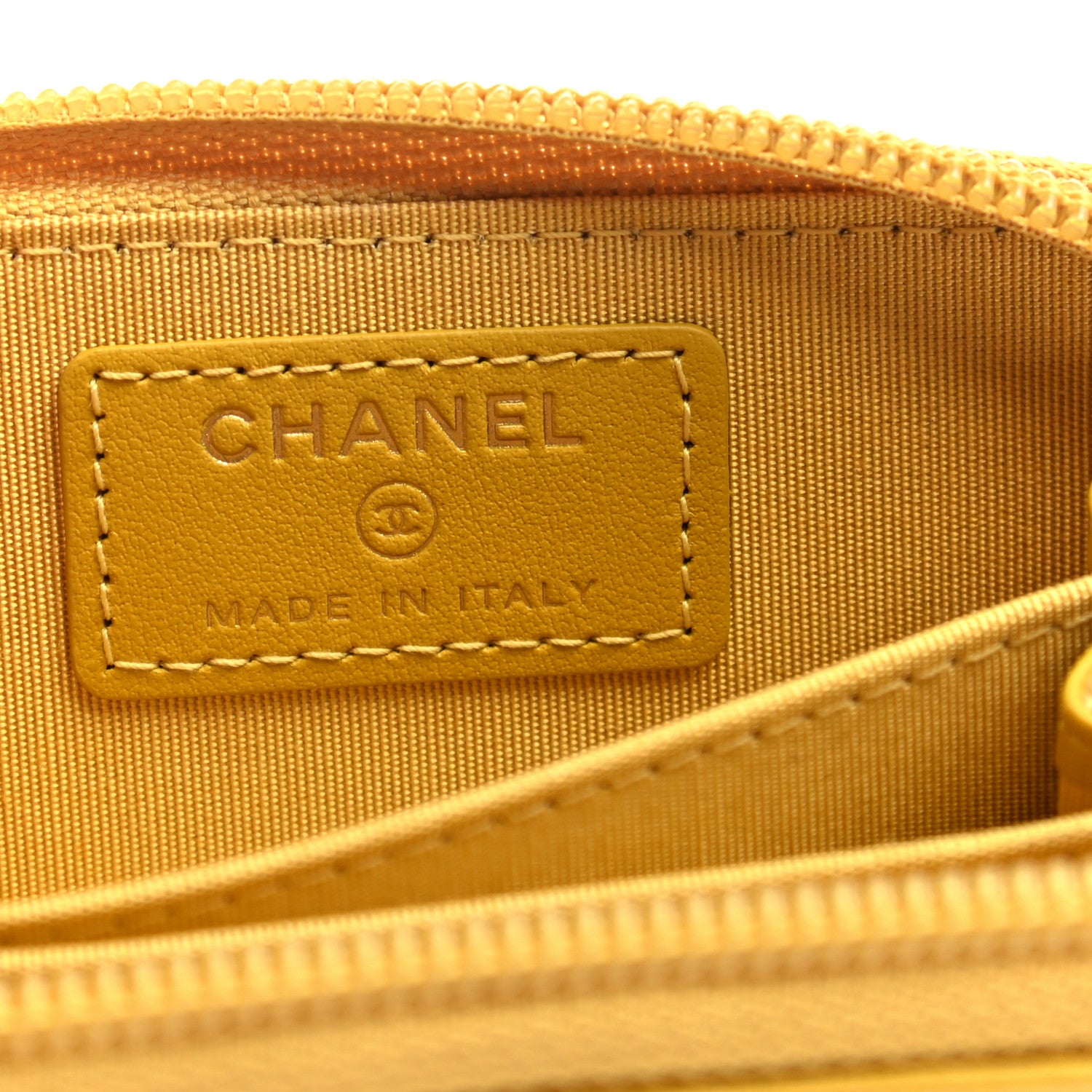 Chanel Caviar Chevron Quilted Boy Zip Around Coin Purse Wallet Yellow 6 of 7