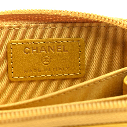 Chanel Caviar Chevron Quilted Boy Zip Around Coin Purse Wallet Yellow 6 of 7
